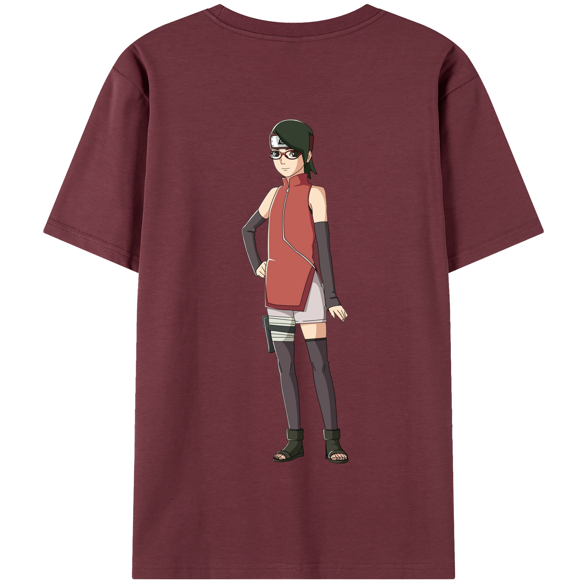 （画像用） NARUTO -ナルト- うちは サラダ Uchiha Sarada 綿100％半袖Tシャツ（背面プリント）